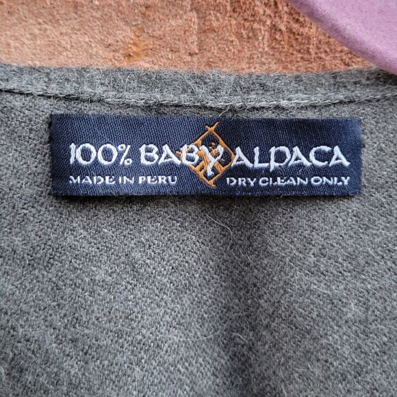 Open Front Baby Alpaca Ruana One Size Grey - Picture 6 of 7